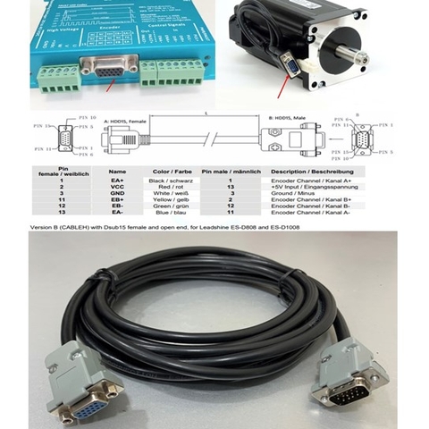 Cáp Kết Nối Encoder Extension CABLEG-BM12M0 12 Meter For Leadshine Brushless Servo Motors ES-D508 and ES-D1008