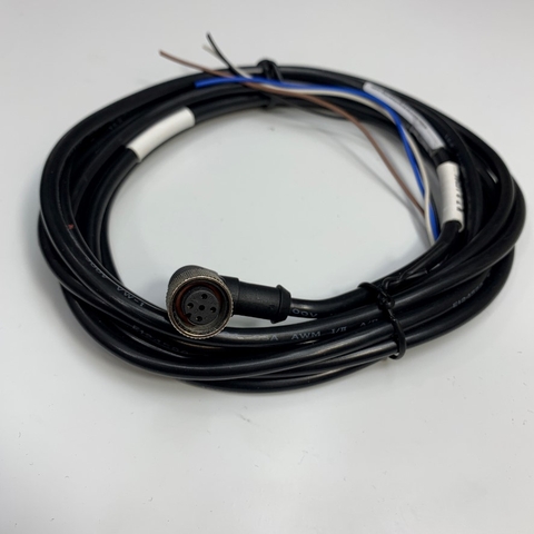 Cáp 3M 10ft MQDC-415RA Banner Cable Connector Right Angle M12 A-Code 4 Pin Female to 4 Core Open End Circular Sensor Waterproof Cable E124588 22AWG 105C 300V OD 5.5mm