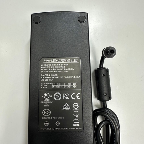 Adapter 24V 6.25A 150W EDAC EA11701F-240 Connector Tip Size 5.5mm x 2.5mm