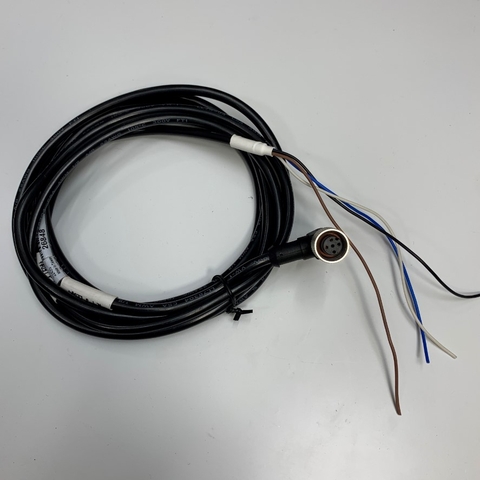 Cáp 2M 6.5ft MQDC-406RA Banner Cable Connector Right Angle M12 A-Code 4 Pin Female to 4 Core Open End Circular Sensor Waterproof Cable E124588 22AWG 105C 300V OD 5.5mm