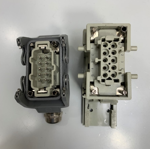 10 Pin 16A 500V 6KV3 Harting Han 10E-M-S 09 33 010 2601 Male Connector + Harting Han 10E-F-S 09 33 010 2701 Female Lapp Skintop Nickel 10mm