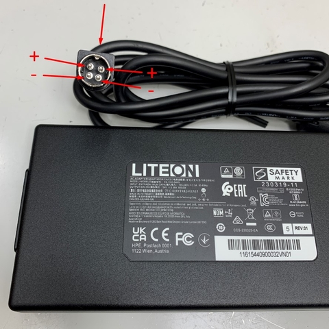 Adapter 54V 3.05A 165W LITEON PA-1161-54 Connector Tip Size 4 Pin Mini Din 10mm Plug Switching Power Supply