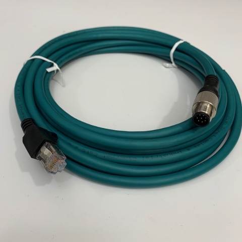 Cáp Kết Nối Cognex CCB-84901-1003-05 Dài 5M Machine Vision Sensor Ethernet Cable 185-0253R Cognex M12 Male Ethernet Cable A-Code 8 Pin RJ45