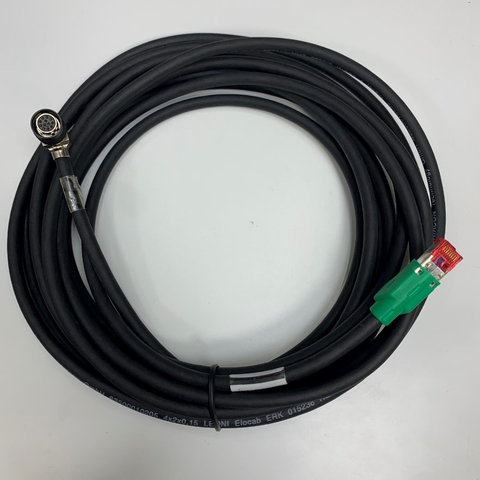 Cáp 6M 20ft XS1-28B00-06W019 LVDS Camera Right Angle Hirose HR10A-10P-12P(73) 12 Pin Female to RJ45 Male Cable DATACON 4x2x0.15 LEONI OD 7.0mm For Industrial Camera Cable