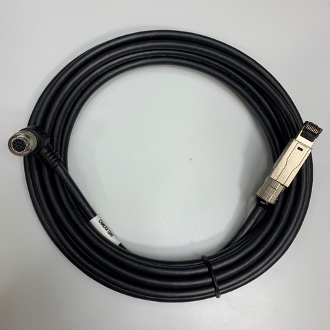 Cáp 6M 20ft SYSTEM2/LVDS Camera Right Angle Hirose HR10A-10P-12P(73) 12 Pin Female to RJ45 Male Cable TEC E497707-1 AWM 20963 80C 30V 4x2x26AWG OD 7.0mm For Industrial Camera Cable