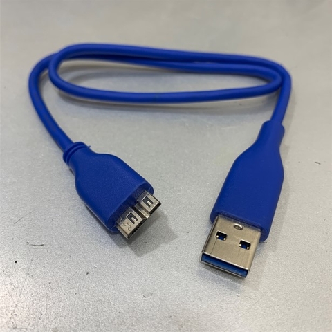 Cáp USB 3.0 Type A to Type Micro B Dài 47Cm Blue Cable For Ổ Cứng Cắm Ngoài 2.5 inch Hardisk Eksternal WD, Seagate, Hitachi