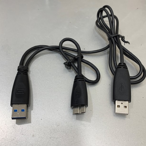 Cáp USB 3.0 Type A to Type Micro B Cable + USB 2.0 Power Supply For Ổ Cứng Cắm Ngoài 2.5 inch Hardisk Eksternal WD, Seagate, Hitachi Dài 0.47M