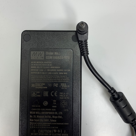 Adapter 24V 6.67A 160W Mean Well Connector Tip Size 5.5mm x 2.5mm For Medical Power Supply