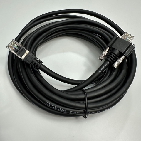 Cáp 5M 17ft MV-AC10G-RJ45s-RJ45-HF-5m GigE Flexible CAT7 S/STP PoE Power Ethernet RJ45 Screw Locking Cable For Hikrobot, Basler, Omron, Keyence Vision 10 Gigabit GigE Data Industrial Camera