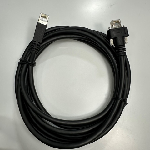 Cáp 3M 10ft MV-AC10G-RJ45s-RJ45-HF-3m GigE Flexible CAT7 S/STP PoE Power Ethernet RJ45 Screw Locking Cable For Hikrobot, Basler, Omron, Keyence Vision 10 Gigabit GigE Data Industrial Camera