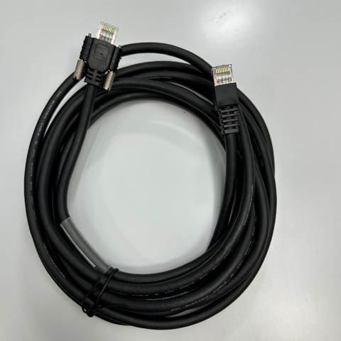 Cáp 4M 13.3ft OKI ELECTRIC GigE Flexible CAT5E S/STP PoE Power Ethernet RJ45 Screw Locking Cable For Hikrobot, Basler, Omron, Keyence Vision Gigabit GigE Data Transmission Interface Industrial Camera