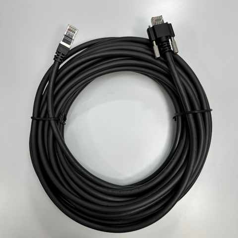Cáp MV-ACG-RJ45s-RJ45-SF-10M 33ft OD 7.0mm GigE Flexible CAT5E S/STP PoE Power Ethernet RJ45 Screw Locking Cable For Hikrobot, Basler, Omron, Keyence Vision Gigabit GigE Data Industrial Camera