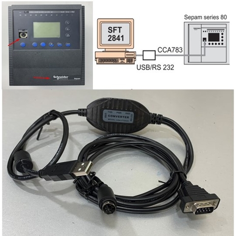 Cáp Nạp Chương Trình Cho Schneider Sepam Relay Series 20,40,50,80 Với Máy tính Cable USB to Mini din 6 Pin Male + 1 Port RS232 Serial Gearmo USA-FTDI2X 1.5M