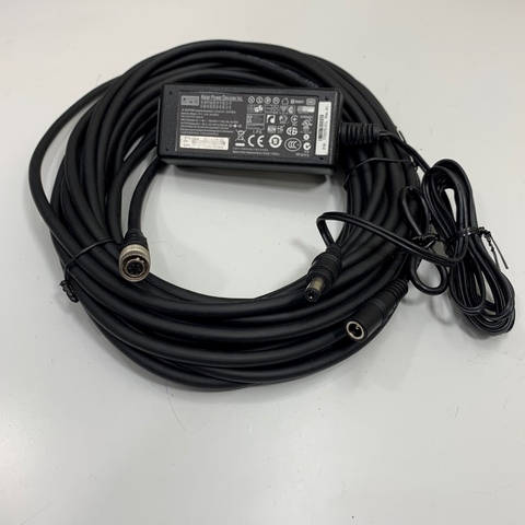 Cáp Hirose 6 Pin Female to DC 5.5 x 2.1mm Female Power Cable Dài 10M 33ft + Power Supply Adapter 12V 2.5A APD For Basler AVT GIGE Sony CCD Industrial Camera