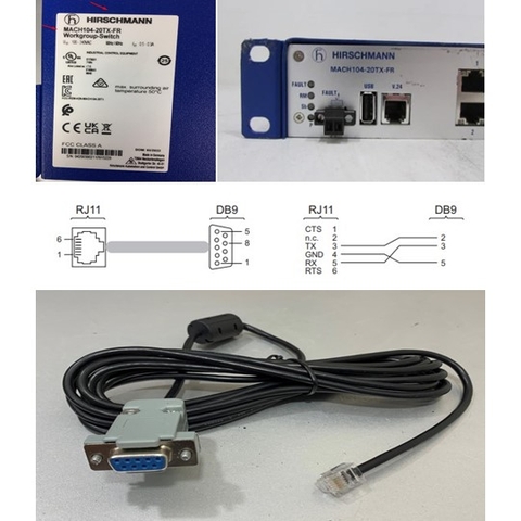 Cáp Cấu Hình Thiết Bị Cable 943301-001 Dài 3M V.24 Interface RJ12 6Pin 6P6C to DB9 Female For Hirschmann Industrial Switch