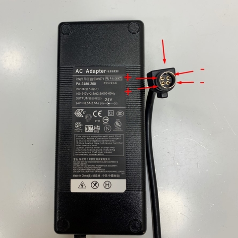 Adapter 24V 8.5A PA-2480-200 Connector Size 4 Pin Mini Din 10mm For UPLUS VISION UP-M30WQ Monitor