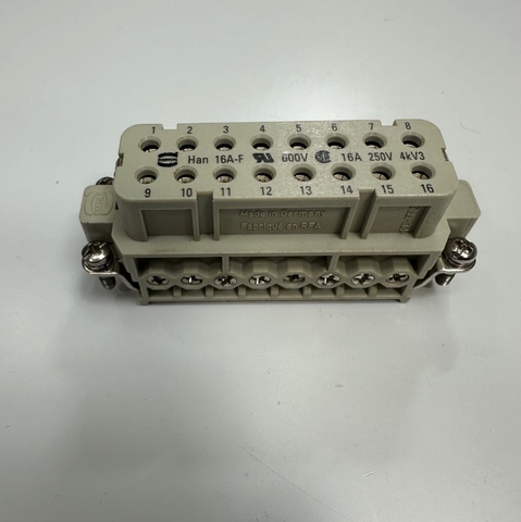 Đầu Jack HARTING Han 16A-F Connector HDC 16 Pin Female + PE 16A 250V 4KV3 For Industrial Power Cable