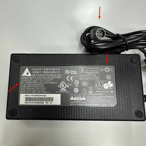 Adapter 12V 12.5A 150W DELTA DPS-150NB-1A Connector Tip Size 4 Pin Mini Din 10mm Plug