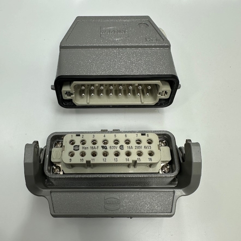 Bộ Đầu Nối Điện Công Nghiệp HARTING HDC 16 Pin Male to Female  Jack Han 16A-M + Han 16A-F 16A 250V 4KV3 Panel 09200160541 & Panel 09200160301 HARTING