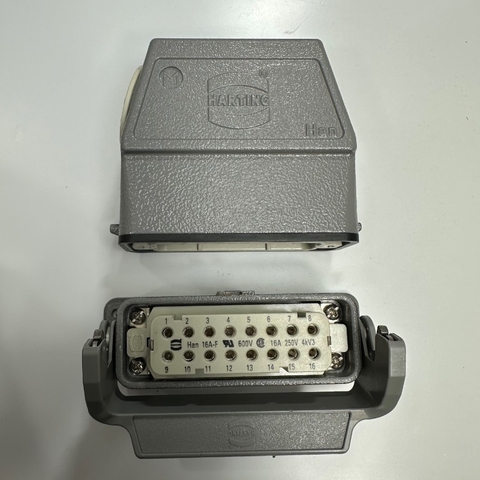 Bộ Đầu Nối Điện Công Nghiệp HARTING HDC 16 Pin Male to Female Jack Han 16A-M + Han 16A-F 16A 250V 4KV3 Panel 09200160540 & Panel 09200160301 HARTING
