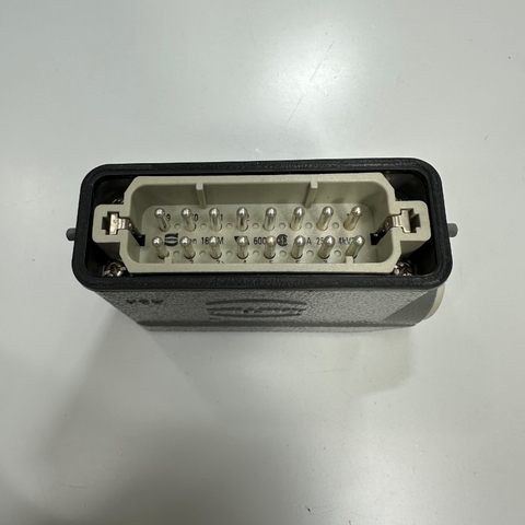 Đầu Nối Điện Công Nghiệp Jack HARTING Han 16A-M Connector HDC 16 Pin Male + PE 16A 250V 4KV3 + Panel 19200161540 HARTING