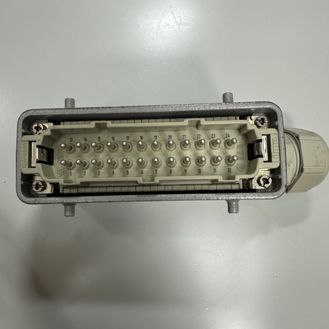 Đầu Nối Điện Công Nghiệp Jack ILME Connector HDC 24 Pin Male + PE 16A 400V + Panel Entry Hood