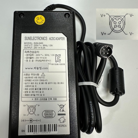 Adapter 24V 6.3A 150W SUN-2463 Sun Electronics Connector Tip Size 4 Pin Mini Din 10mm Plug
