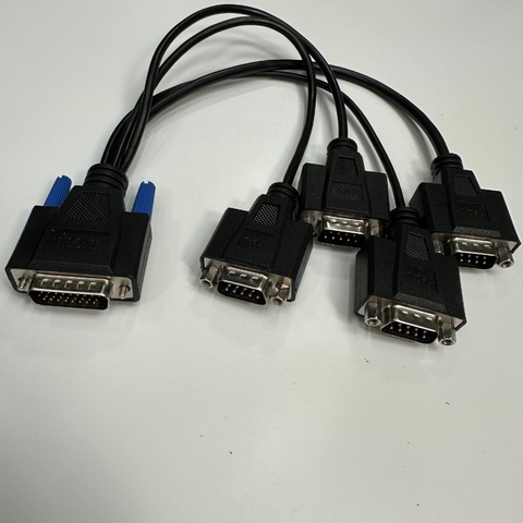Cáp 0.3M 1ft DB26 Male to 4 Port DB9 Male D-Sub Cable RS232 Serial Splitter Y Adapter