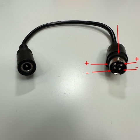 Đầu Chuyển Đổi Jack DC 4 Pin Mini Din 10mm Plug to DC Female Connector Size 5.5mm x 2.1mm & 2.5mm Adapter Power Cable