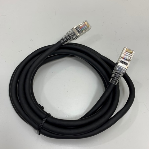 Cáp Mạng Công Nghiệp CAT5E Shielded Cable Industrial Ethernet RJ45 Gigabit Lan Network S/FTP PVC Black 26AWG Dài 1.5M 5ft For Servo, PLC, HMI, Ethernet Network Cable