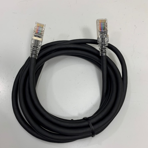 Cáp Mạng Công Nghiệp CAT5E Shielded Cable Industrial Ethernet RJ45 Gigabit Lan Network S/FTP PVC Black 26AWG Dài 2M 7ft For Servo, PLC, HMI, Ethernet Network Cable