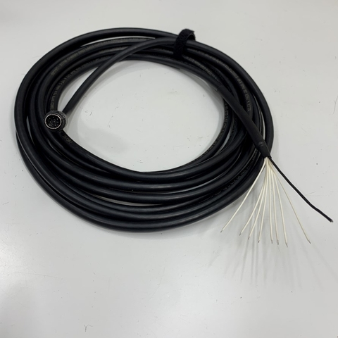 Cáp Dài 5M 17ft PLC Communication RS232/RS422/RS485 Shielded Cable MD8M to 8 Core Bare Wire Open End Cable Molex 26AWG 80°C 300V OD 7.0mm Black For PLC Mitsubishi, Allen-Bradley