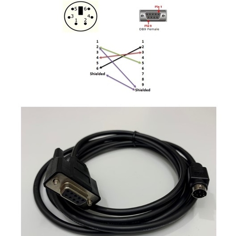 Cáp Diều Khiển PS/2 6 Pin Mini Din Male to DB9 Female Cable Convertor Shielded Length 2M For PLC Programming