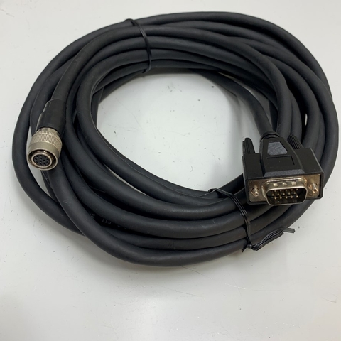 Cáp Cognex 300-0181-75 Camera Cable Dài 7.5M 25ft Connector Hirose 12 Pin Female HR10A-10P-12S(73) to HD 15 Pin VGA Male For Industrial CCD Camera witch Guide Hole Puncher Sheho Robot