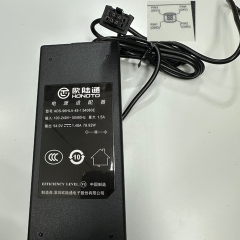 Adapter 54V 1.48A 80W HONOTO Thay Thế HP 5066-2164 PA-1900-2P-LF 54V 1.67A 90W Connector Tip Size Molex 4 Pin Pitch 3.0mm For Switch HPE Aruba PoE+ DoE J9774A J9780A J9982A