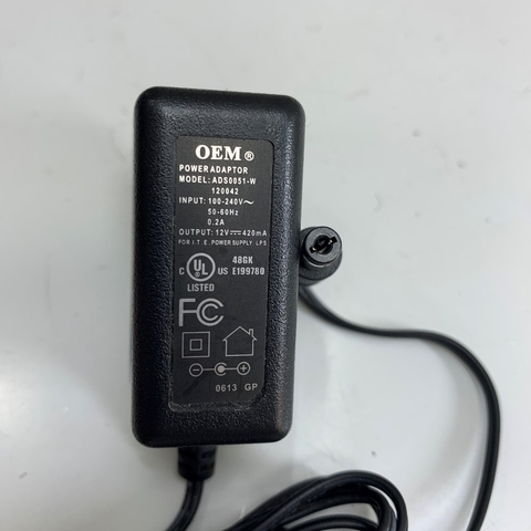 Adapter 12V 0.42A OEM ADS0051-W 120042 Connector Tip Size 5.5mm x 2.1mm For Converter Current Loop icCL
