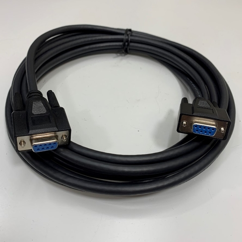 Dây Cáp RS232C Null Modem Serial DB9 Female to Female Nối Chéo Dài 5M 17ft Crossover Shielded Cable BELDEN 26AWG UL E357317-S 80°C 30V OD 7.0mm Color Black