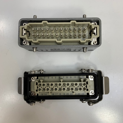 Đầu Nối Điện Công Nghiệp 24 Pin 16A 500V 6KV3 Smico SO-HE-024-F + Smico SO-HE-024-M Module Heavy Duty Connector
