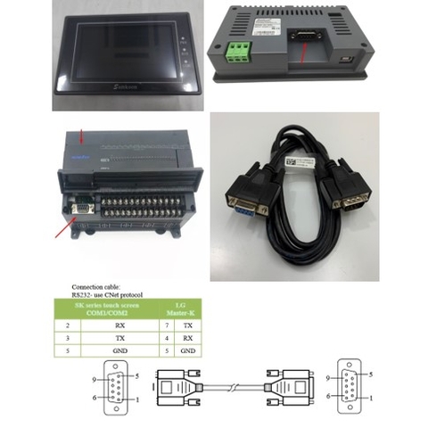 Cáp Lập Trình HMI Samkoon SK Series Với PLC LG Master-K Series Terminal is DB9M Connection Cable RS232 DB9 Female to DB9 Male Dài 1.8M Có Chống Nhiễu Shielded