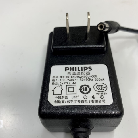 Adapter 6V 2.4A Philips US Plug DC + ---C---  Connector Size 5.5mm x 2.1mm Power Supply Battery Charger For Máy Đo Huyết Áp Bắp Tay Beurer BM40, BM44, BM45, BM49 Blood Pressure Monitor