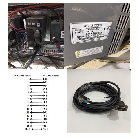 Cáp Kết Nối Encoder Cable CN2 VGA DB15 Male to Female Cable 5M For CNC AC Servo TSB075L4C2 Máy Chạm Gỗ Sử Dụng Động Cơ Servo Và Động Cơ Bước