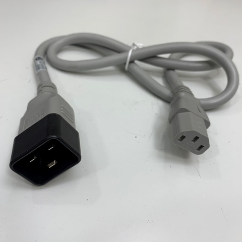 Dây Nguồn APC Extension Cabinet Jumper Power Cord C20 to C13 3.3Ft Dài 1M 16A/10A  250V 14AWG 3x2.08mm² Cable OD 9.5mm Conditions 105°C LIAN DUNG Gray AP9879 in Taiwan