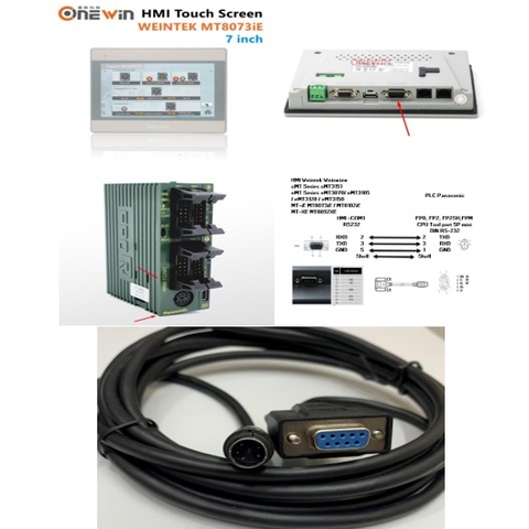 Cáp Lập Trình HMI Weintek Weinwiew Series Với PLC Panasonic FP Series Terminal is MD5M Connection Cable RS232 Mini Din 5 Pin to DB9 Female Dài 3M Có Chống Nhiễu Shielded