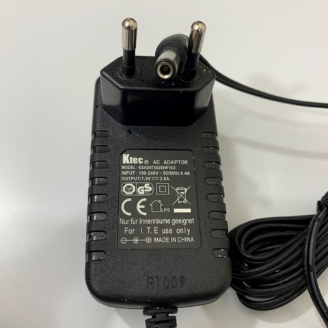 Adapter Original Ktec KSAD0750200W1EU 7.5V 2A For Speaker, Điện thoại IP Connector Size 5.5mm x 2.5mm