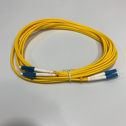 Dây Nhẩy Quang LC UPC to LC UPC Duplex OS2 Single Mode PVC 3.0mm Fiber Optic Patch Cable Yellow 3 Meter