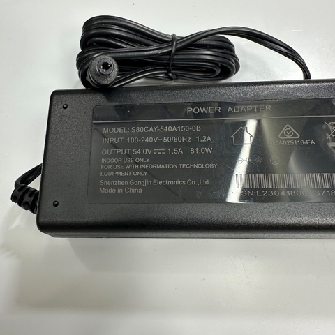 Adapter 54V 1.5A 81W SHENZHEN Connector Tip Size 6.5mm x 3.0mm For Cisco Meraki MX68-HW Security Appliance (MX68-HW)