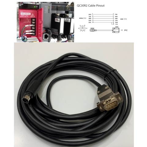 Cáp Lập Trình QC30R2 33 ft Dài 10M Cable MD6M to DB9 Male For PLC Mitsubishi Q Series Connect Computer/HMI Có Chống Nhiễu Shielded