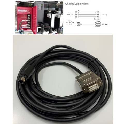 Cáp Lập Trình QC30R2 33 ft Dài 10M Cable MD6M to DB9 Female For PLC Mitsubishi Q Series Connect Computer/HMI Có Chống Nhiễu Shielded