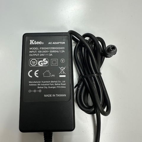 Adapter 24V 3A 72W KTEC IEC C14 Plug Connector Tip Size 5.5mm x 2.5mm