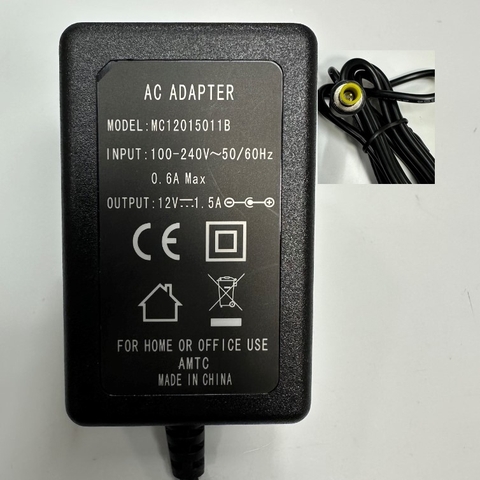 Adapter 12V 1.5A 18W AMTC EU Plug OEM Thay Thế UNIFIVE US301210 12V 1A Connector Tip Size 5.5mm x 3.3mm For Máy Đo Từ Tính EMIC Compact Flux Meter FMI-2000R